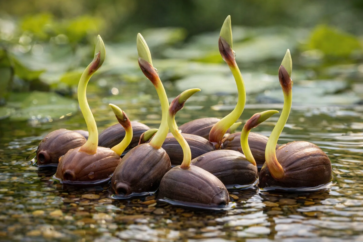 germinating lotus flower seeds