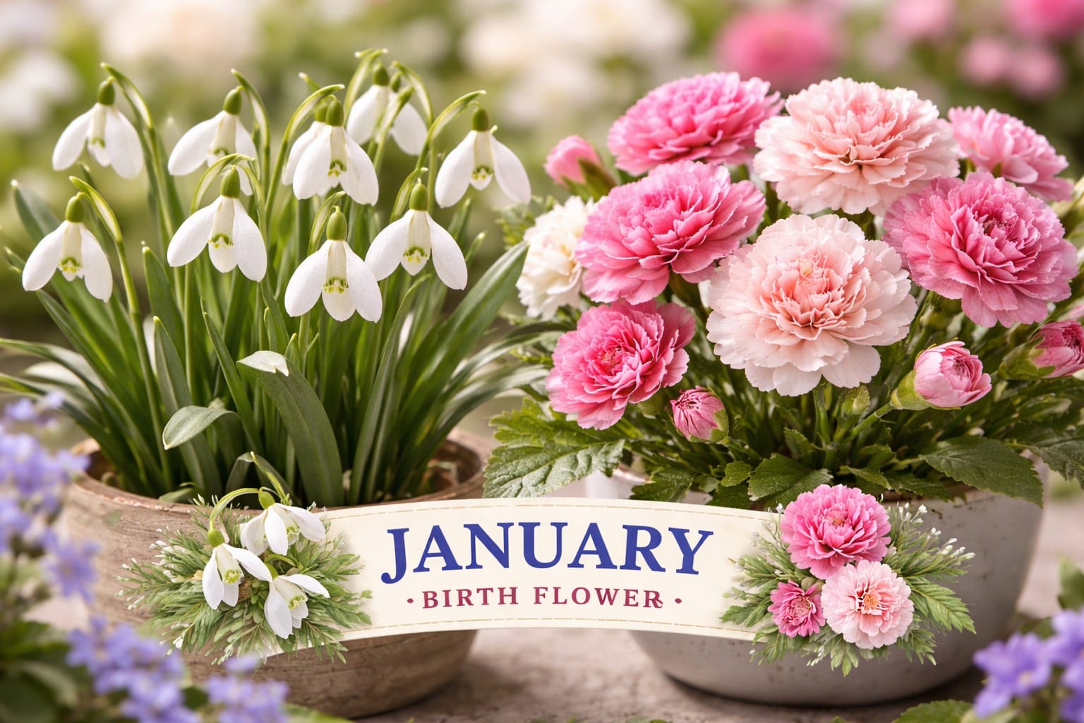 January Birth Flower Guide: Carnation and Snowdrop Meaning, Care, and History