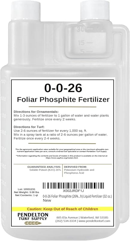 0-0-26 Foliar Phosphite Liquid Fertilizer, 26% Soluble Potash, 32 oz.
