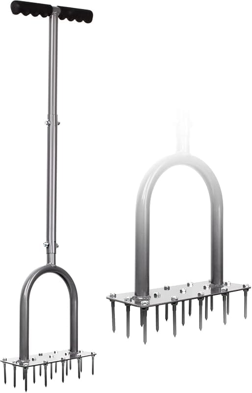 Walensee Manual Lawn Aerator with 15 Iron Spikes, Pre-Assembled & Pate