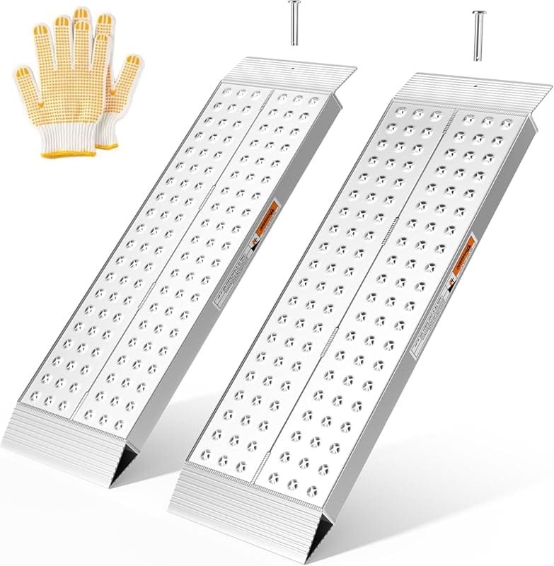 Aluminum 3000 Lbs Shed Ramp, Anti-Slip Waterproof Portable for ATVs La