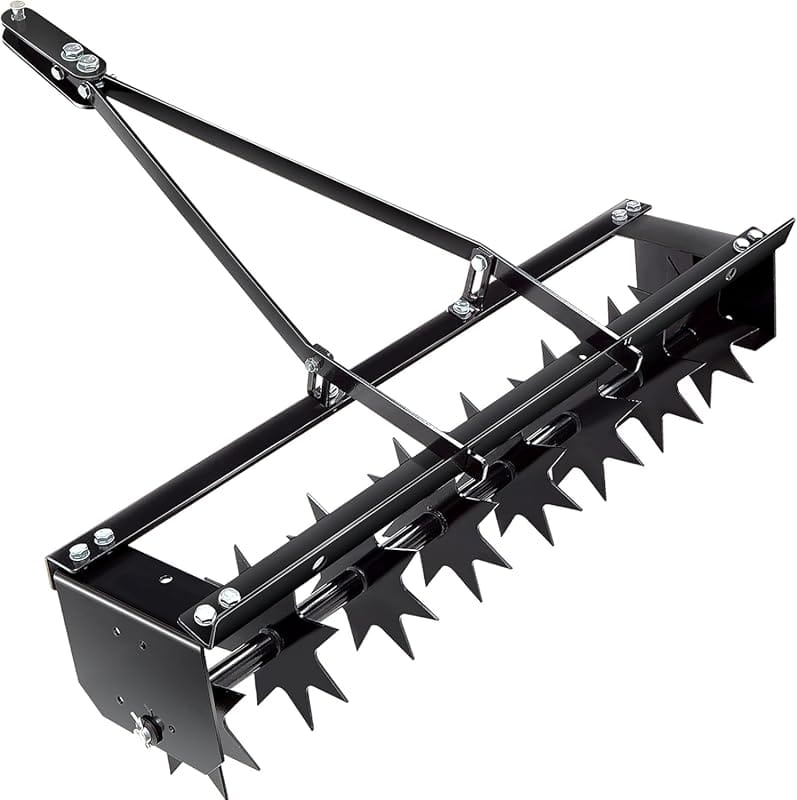 Lasnten 32 Inch Tow Spike Aerator with Galvanized Steel Tines, Wide To