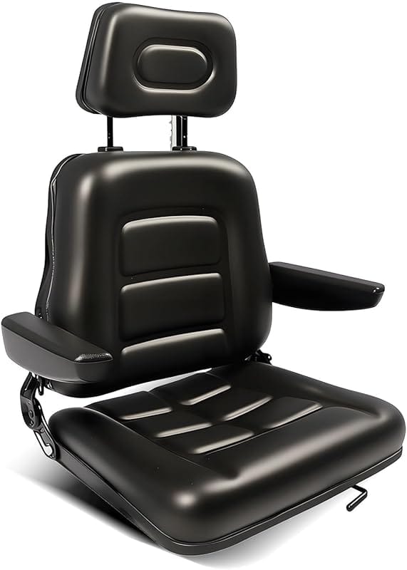 Universal Tractor Seat with Headrest, Adjustable Backrest & Armrests f