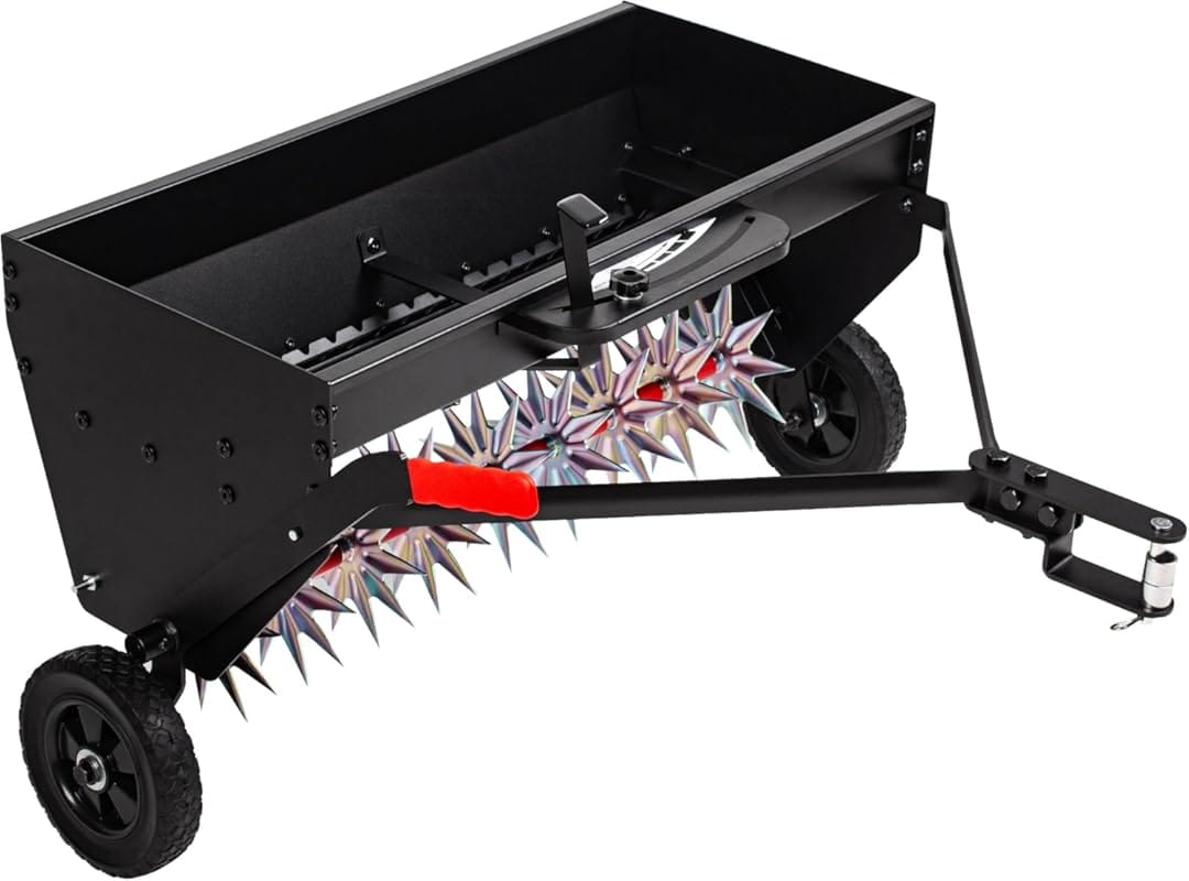 Suchtale 40-Inch Tow Behind Spiker Seeder & Broadcast Spreader, Steel 
