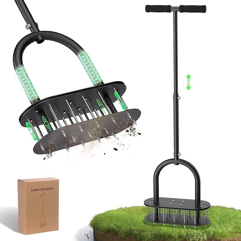 Automatic Dirt & Leaf Clean Lawn Aerator with 15 Iron Spikes for Healt