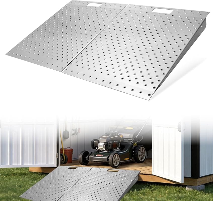 Kryonix 2000LBs Heavy-Duty Shed Ramp with Anti-Slip Metal Punch Plate 