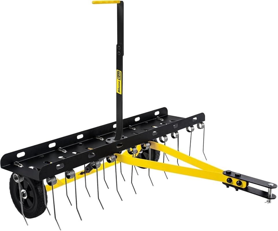 40 Inch Pull Behind Dethatcher with 20 Spring Steel Tines for Large La