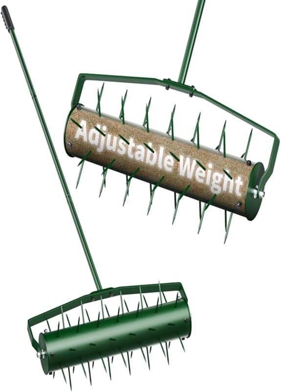 18” Heavy-Duty Manual Lawn Aerator with 50” Metal Handle for Loosening