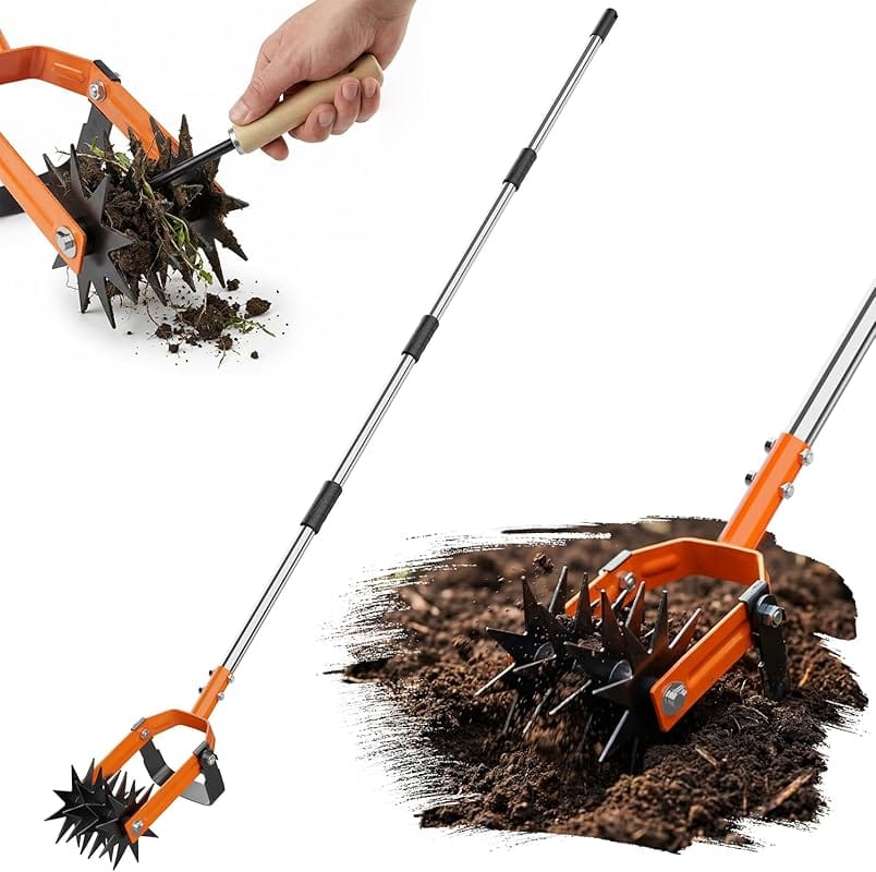 2-in-1 Rotary Cultivator Weeder & Soil Aerator with Detachable Knife &