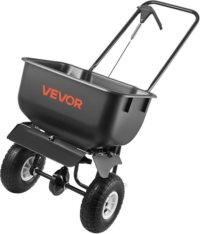 VEVOR Push Lawn Spreader - 12ft Spreading Width, 80lbs Capacity, All-T