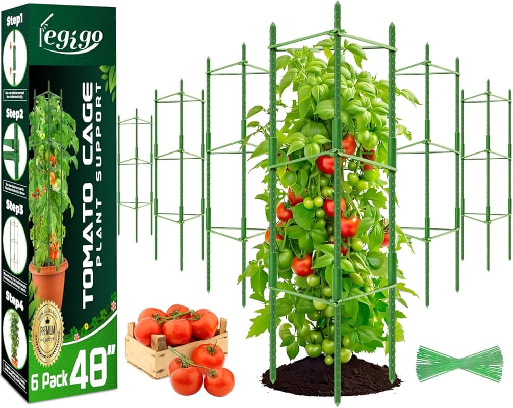 Legigo 6-Pack 48-Inch Tomato Cage Stakes for Garden Support of Climbin
