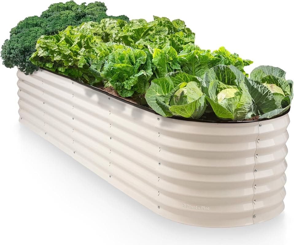 9-in-1 White Modular 8x2x1.5ft Galvanized Steel Raised Garden Bed for 