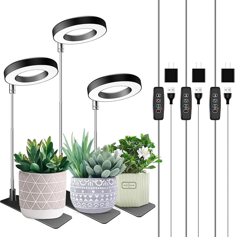 Aokrean 48-LED Full Spectrum Adjustable Halo Grow Light with Base and 