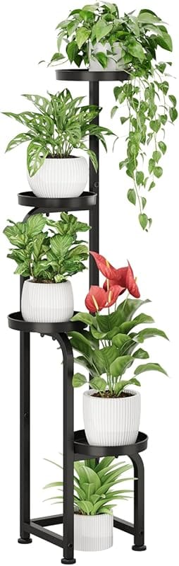 Bamworld 4-Tier Heavy Duty Corner Metal Plant Stand for Indoor Outdoor