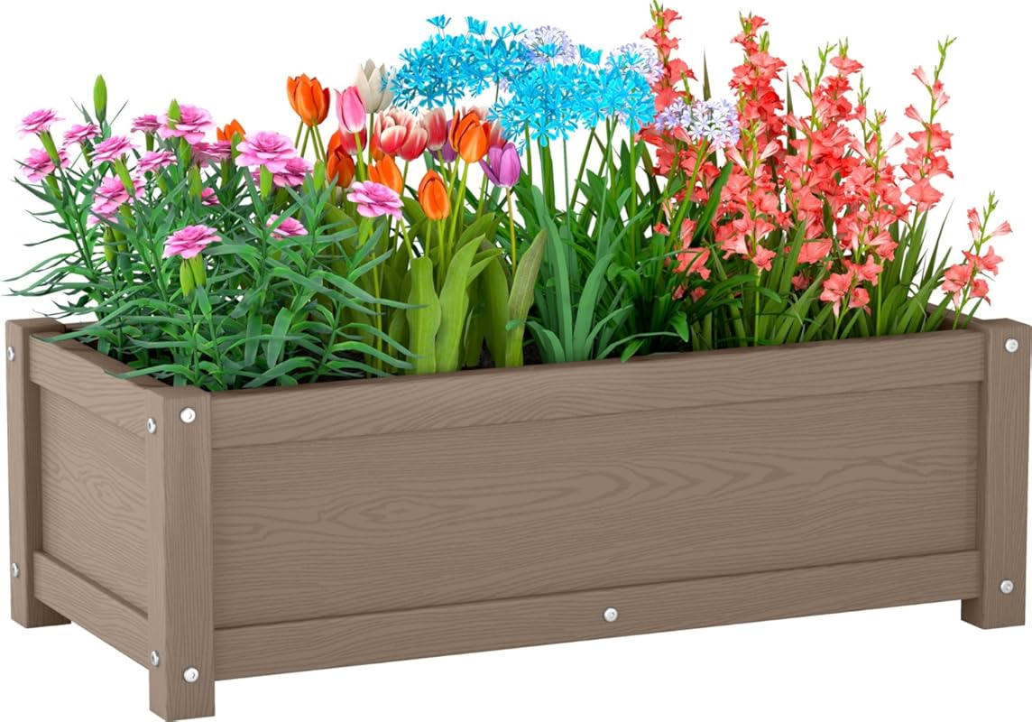 HDPE Brown Rot-Resistant Raised Planter Box, Non-Cracking Outdoor Plan