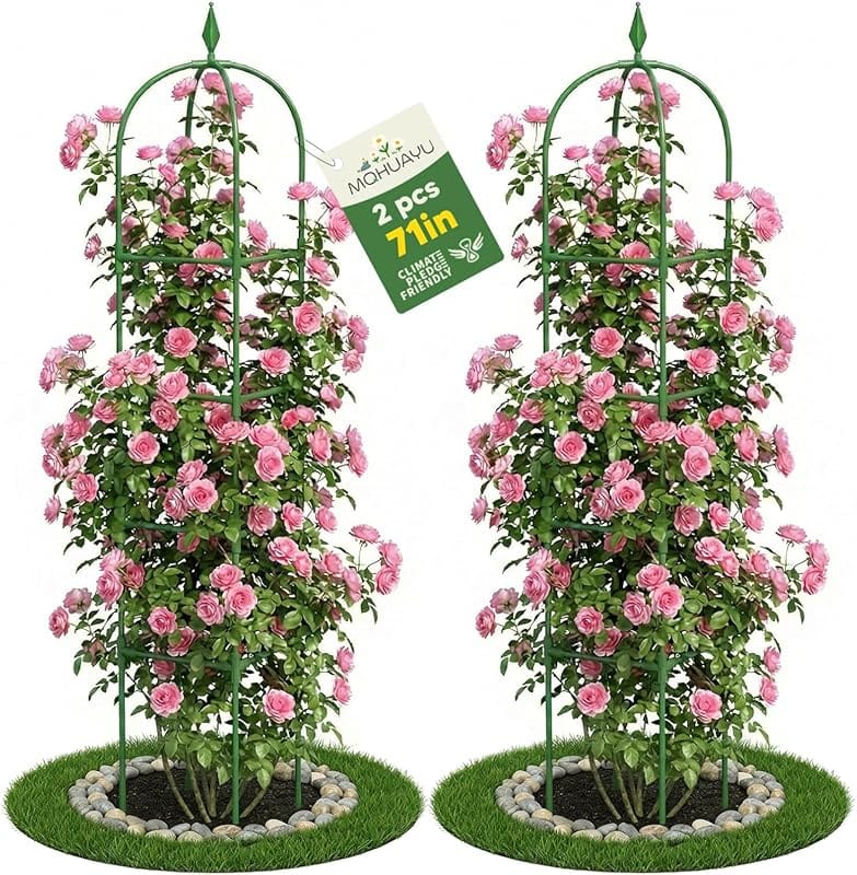 6 FT Green 4-Tier Rustproof Metal Obelisk Trellis for Indoor & Outdoor