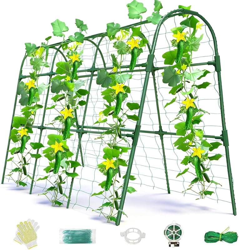 Green U-Shape Metal Arch Cucumber Trellis for Raised Bed, 47x30x47in P